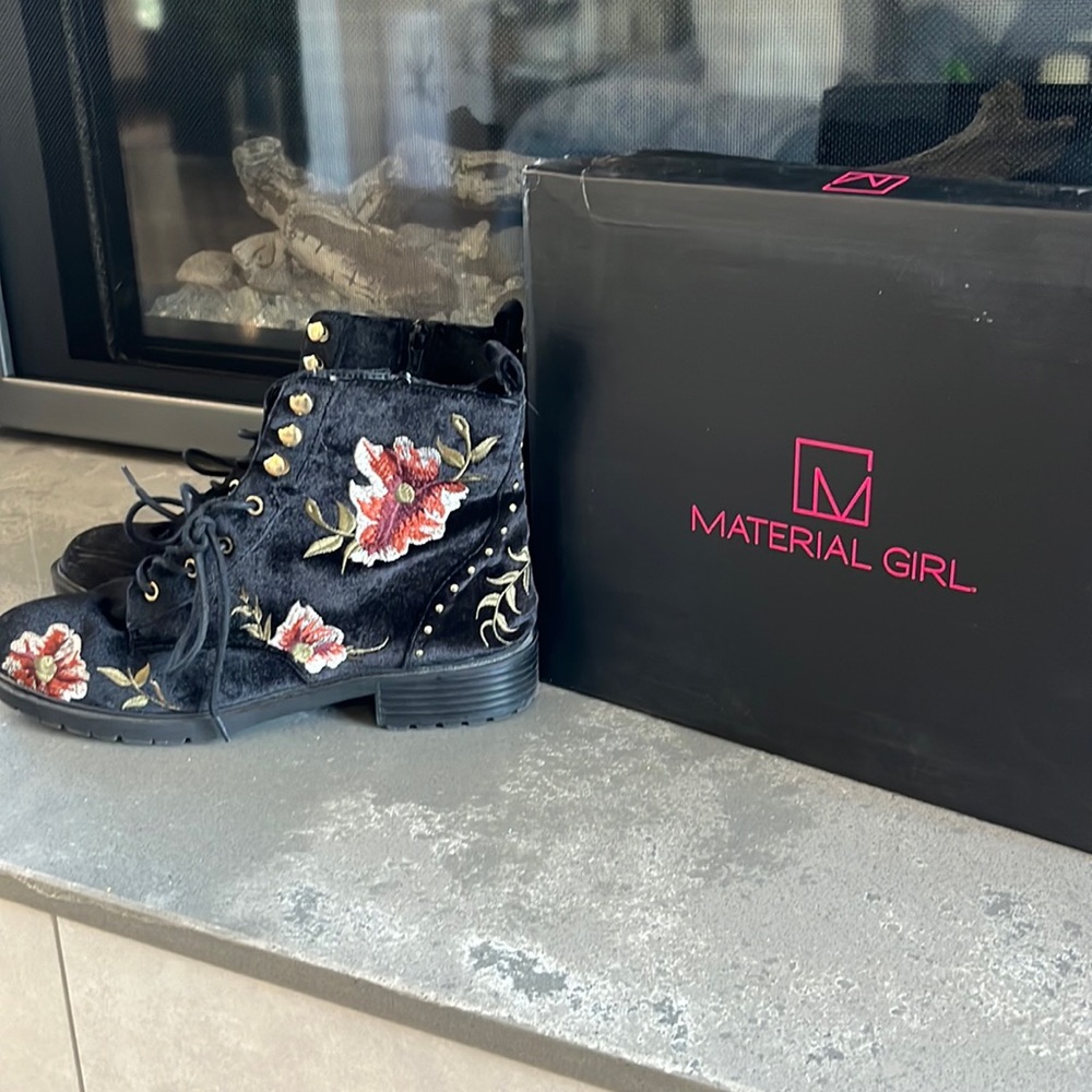 Material Girl black floral boots